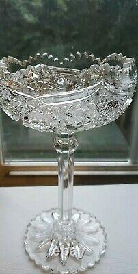 Lead Crystal Compote Sawtooth Trim & Foot EXCELLENT VINTAGE RARE PIECE