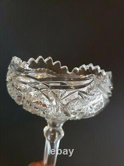 Lead Crystal Compote Sawtooth Trim & Foot EXCELLENT VINTAGE RARE PIECE