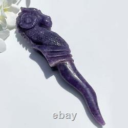 Lepidolite Hand Carved Hippocampus Natural Crystal (Unique Piece)