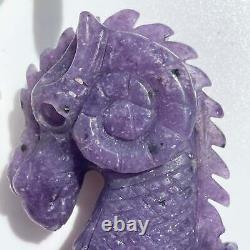 Lepidolite Hand Carved Hippocampus Natural Crystal (Unique Piece)