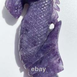 Lepidolite Hand Carved Hippocampus Natural Crystal (Unique Piece)