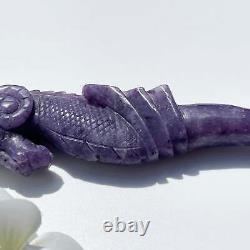 Lepidolite Hand Carved Hippocampus Natural Crystal (Unique Piece)