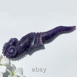 Lepidolite Hand Carved Hippocampus Natural Crystal (Unique Piece)