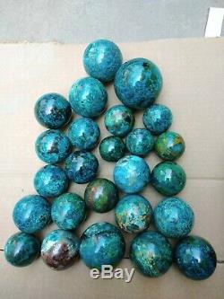 Lot Of 28 Pieces Amazing Chrysocolla Stone Carved As A Sphere