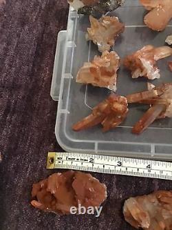 Lot Of Natural Red Quartz Crystal Clusters Morocco 24 Pieces
