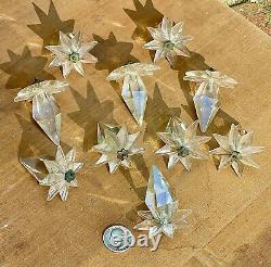 Lot of 10 Antique Crystal Prisms 2pc withStar Tops