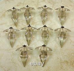 Lot of 10 Antique Crystal Prisms 2pc withStar Tops