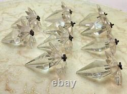 Lot of 10 Antique Crystal Prisms 2pc withStar Tops