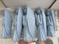 Lot of 5 pieces! Angelite Angel -carved stone natural-crystal polished