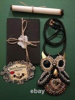 Lucky charm amulet woman necklace wicca talisman owl pendant crystal rhinestones