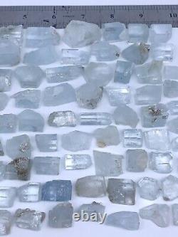 Lustrous Aquamarine Crystals Lot of 74 Pieces
