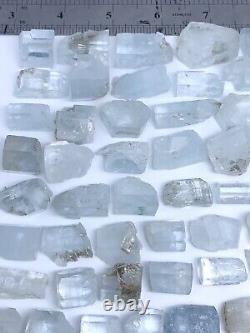 Lustrous Aquamarine Crystals Lot of 74 Pieces