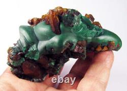 MALACHITE GREEN BOTRYOIDAL CRYSTALS with QUARTZS from CHILE. GREAT COLOR PIECE