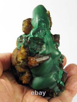MALACHITE GREEN BOTRYOIDAL CRYSTALS with QUARTZS from CHILE. GREAT COLOR PIECE