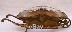 Magnificent 19c French Art Nouveau Bronze Cut Crystal Center Piece