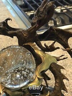 Majestic Dragon Crystal Ball Franklin Mint Bronze Stunning Piece Not Sure Name