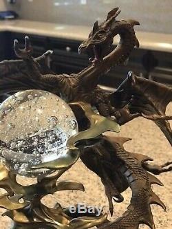 Majestic Dragon Crystal Ball Franklin Mint Bronze Stunning Piece Not Sure Name