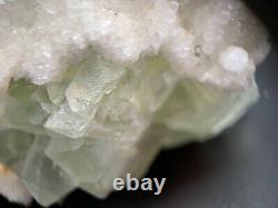 Massive Green Fluorite on Snow Quartz China 10 INCHES TALL Display Piece