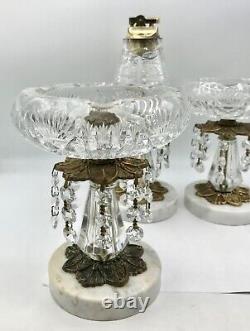 Mid-Century Modern Hollywood Regency Cut Crystal Lighter/ Ashtray 3 Piece