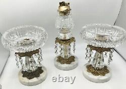 Mid-Century Modern Hollywood Regency Cut Crystal Lighter/ Ashtray 3 Piece