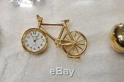 Miniature Collectible Clocks Brass And Lead Crystal Lot Of 12 Pieces Free Ship
