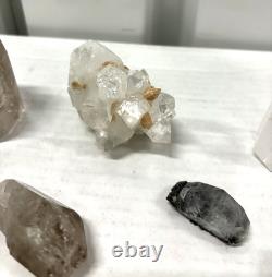 Mixed Crystal Lot 9 Pieces Smokey Quartz Apotholyte Stilbrite Phantom Point Crys