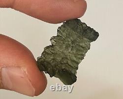 Moldavite 16.8 ct Grade A Unique Curved Piece Well Textured COA Included