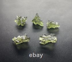 Moldavite Crystal 5-Piece Lot Besednice Regular Grade 5.89 grams 29.45 ct