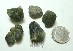 Moldavite Green Tektite Czech Republic 11.8 grams 5 piece rough lot