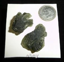 Moldavite Green Tektites Czech Republic 8.88 grams 2 piece lot