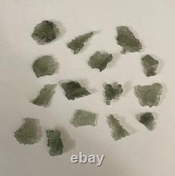 Moldavite Lot 15 Pieces 11.94 gr 59.7 ct Small Crystals Regular Grade With COA