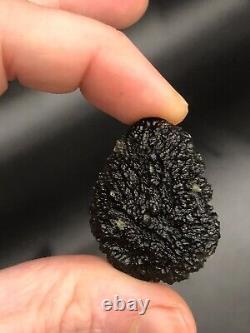 Moldavite Mined Crystal 12.94g Thick Unique Shape Piece Tektite Czech Real Raw