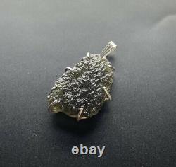 Moldavite Pendant Prong Set. 925 Silver 4.3gr/21.5ct Rare Piece