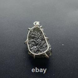 Moldavite Pendant Prong Set. 925 Silver 4.3gr/21.5ct Rare Piece