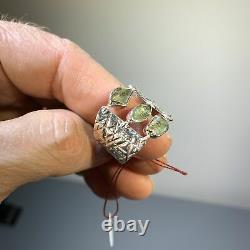 Moldavite ring (rough) US size 8 triple hinged pieces (6.9gr) healing crystal