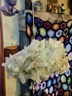 Monumental Natural Quartz Crystal Cluster Hanging Sculpture13.5 Statement Piece