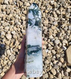 Moss Agate Tower Huge Large Big Tall Crystal Chakra Point Statement Piece