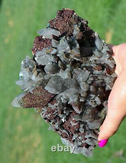 Multi Colored Marcasite On Large Calcite Crystal Plate. Large Piece 2.6 Lbs