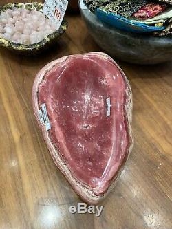 Museum Quality Piece Rhodochrosite Stalactite Polished Crystal Bowl Slice Agate