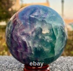 NATURAL Fluorite Quartz Crystal Sphere Ball Healing Reiki Ornaments Home Decor