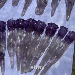 Natural Amethyst Hand Carving Crystal Wand Handicraft Ornaments Rose Valentine