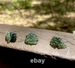 Natural Besednice Moldavite Crystals 3 Piece Lot 3.89g/19.45ct Czech Rep