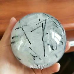 Natural Black Rutilated Quartz crystal sphere black tourmaline crystal reiki hea