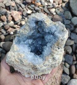 Natural Blue Celestite Crystal Geode Specimen 5lb 2.8oz Display Piece
