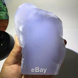 Natural Blue chalcedony Crystal Rough Polished Station piece Turkey 340.2gS223