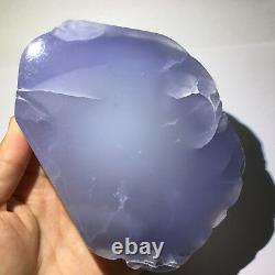 Natural Blue chalcedony Crystal Rough Polished Station piece Turkey 619gS230