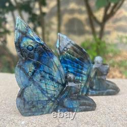 Natural Crystal Labradorite Quartz Fairy Butterfly Gems Goddess Healing Reiki