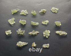 Natural Moldavite Crystal Lot 18 Pieces 15.61gr 78.05ct Besednice Regular Grade