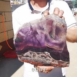 Natural Rainbow Fluorite Crystal Slab Quartz Piece Healing Specimen Stone 4.56LB