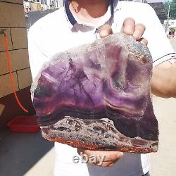 Natural Rainbow Fluorite Crystal Slab Quartz Piece Healing Specimen Stone 4.56LB